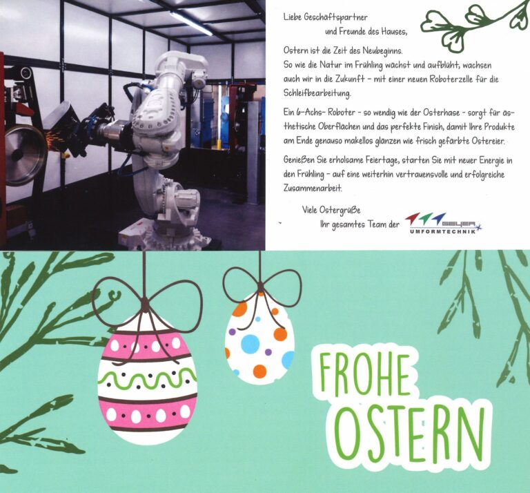 die Osterkarte mit Text und Ostereiern